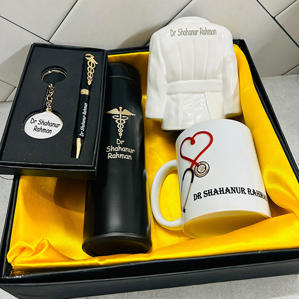 Keychain, Black Water Bottle, Pen, Pen Desk | Ideal Gift for Doctors, Medical Students, Birthday & Special Occasions